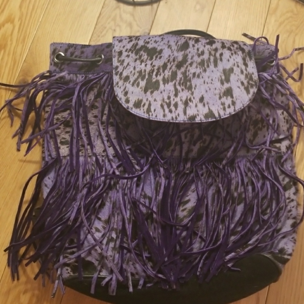 New Trendy Topshop Fringe Backpack Real Leather